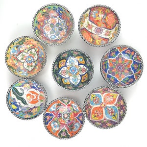 Hand Painted Ceramic Bowls(12 cm) - Handmade Turkish Pottery