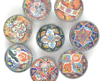 Hand Painted Ceramic Bowls(12 cm) - Handmade Turkish Pottery