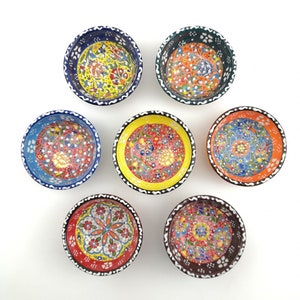 Traditional Turkish Hand Painted Bowl - Small(8 cm) - Handmade Ceramic Bowls - Xmas Gift