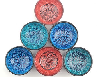 Hand Painted Ceramic Bowls(12 cm) - Handmade Turkish Pottery