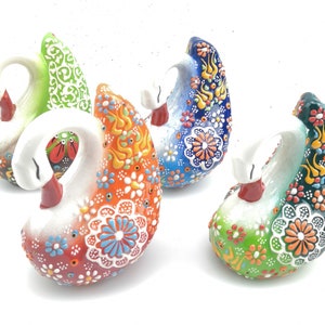 Hand Painted Ceramic Swan - Handmade Turkish Pottery