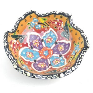 Hand Painted Ceramic Bowls(12 cm) - Handmade Turkish Pottery