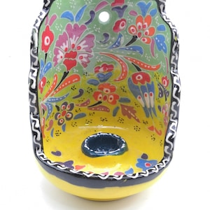 Handmade Ceramic Candle Holder - Wall Hanging - Hand Painted Turkish Pottery