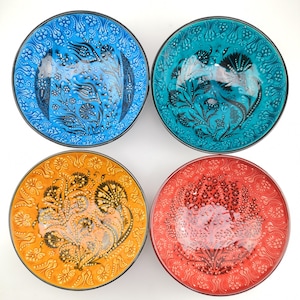 Hand Painted Ceramic Bowls(20 cm) - Handmade Turkish Pottery