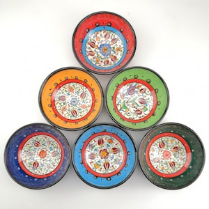 Hand Painted Ceramic Bowls(12 cm) - Handmade Turkish Pottery