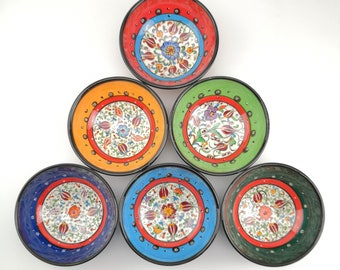Hand Painted Ceramic Bowls(12 cm) - Handmade Turkish Pottery