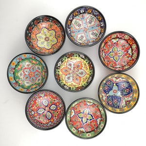 Hand Painted Ceramic Bowls(12 cm) - Handmade Turkish Pottery