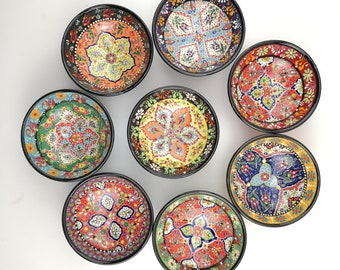 Bols en céramique peints à la main (12 cm) - Poterie turque faite à la main
