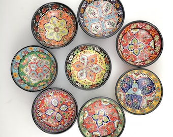 Hand Painted Ceramic Bowls(12 cm) - Handmade Turkish Pottery