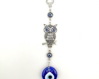 Handmade Owl Wall Hanging - Evil Eye - Nazar Alloy