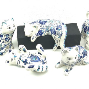 Handmade Ceramic Cats - Hand Painted Turkish Pottery