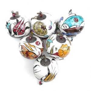Handmade Ceramic Ball Hang - Hand Painted Turkish Pottery