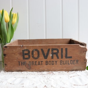 Vintage Bovril Holzkiste - Perfekt als Küchenregal Dekor