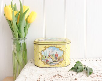 Vintage Floral Yellow Tin by Huntley and Palmers