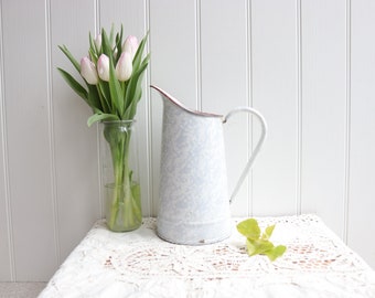 Vintage Blue Enamel Pitcher Jug