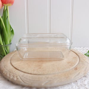 Vintage Arcoroc Glass Butter Dish with Bull Lid - Made in France