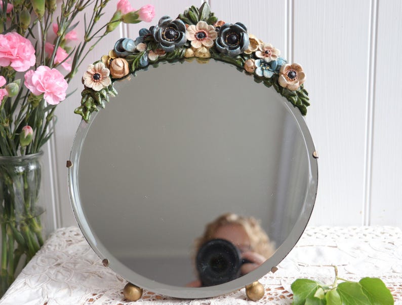 Vintage Table Top Barbola Mirror Etsy UK