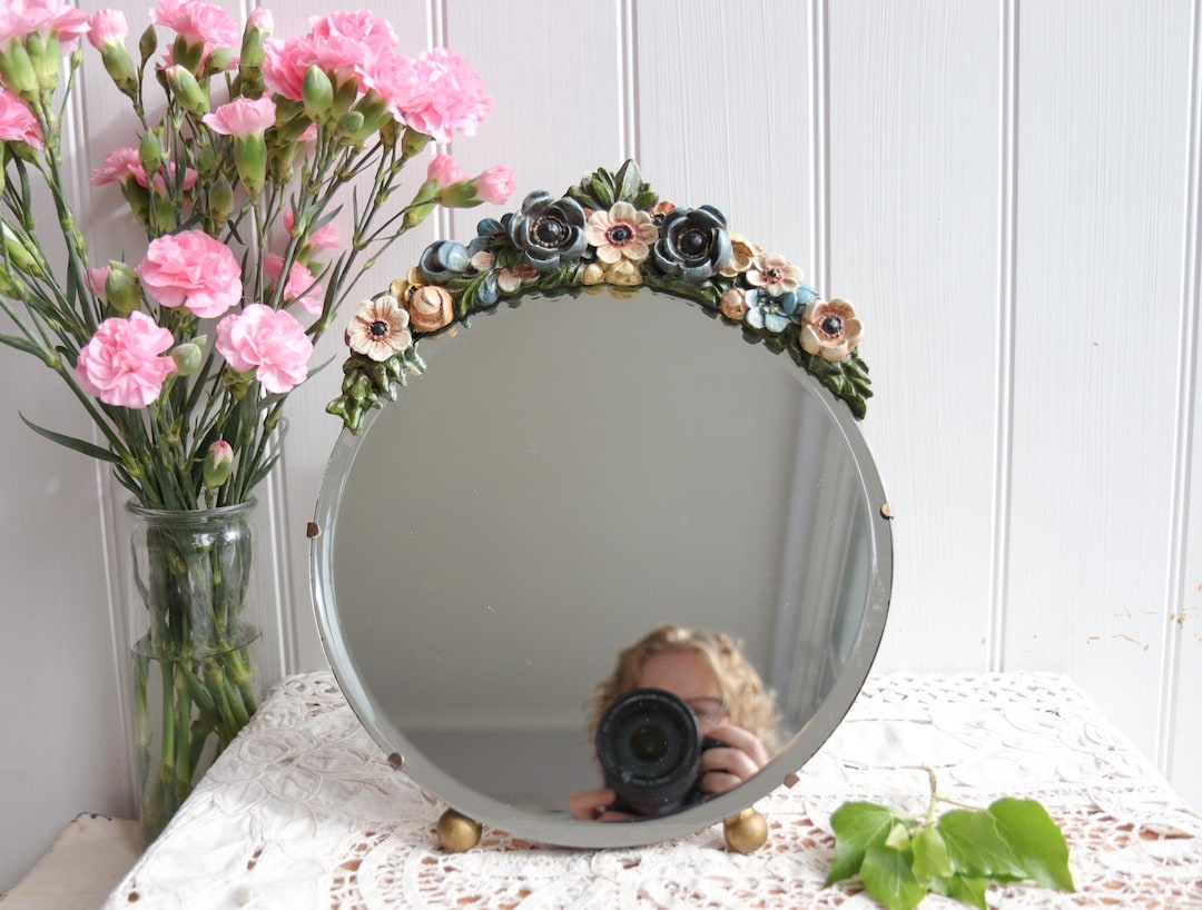 Vintage Table Top Barbola Mirror Etsy UK