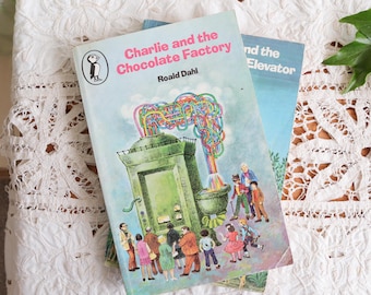 Vintage Charlie and The Chocolate Factory & The Great Glass Elevator by Roald Dahl - Kids Reading Book