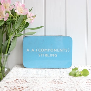 Vintage Blue Tin with A A Components Stirling
