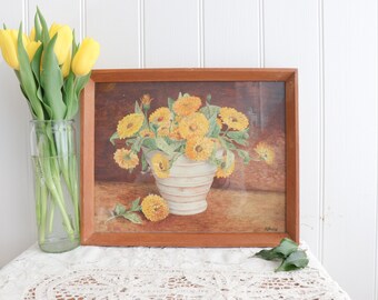 Framed Marigold Flower Wall Art