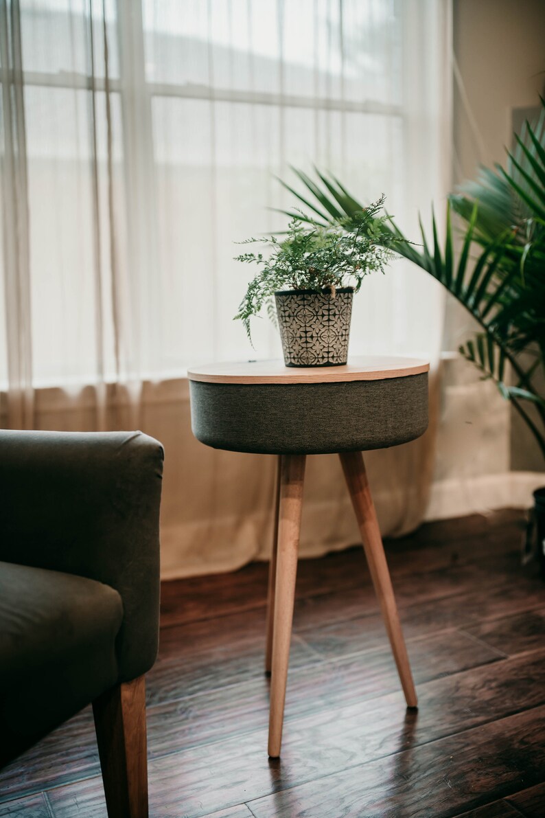 Wood Smart End Table With Bluetooth Audio & Wireless Phone Etsy Singapore