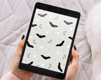 Halloween iPad wallpaper | Bats aesthetic tablet background | Spooky season iPad lock screen wallpaper | Simple iPad background witchy