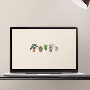 House plants desktop wallpaper | Plant lover computer wallpaper | Aesthetic laptop background | Minimal MAC PC desktop background
