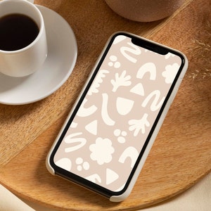 Boho iPhone wallpaper | Abstract lock screen | Modern phone wallpaper | Minimal iPhone background | Beige iPhone lock screen
