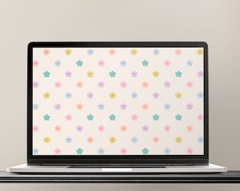 Cute Flowers Desktop Wallpaper | Girly Pastel Laptop Background (Digital Download)