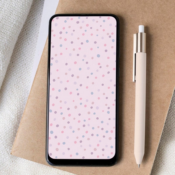 Polka dots iPhone lock screen | Android phone pink wallpaper | Smartphone home screen | Simple pattern iPhone wallpaper | iPhone background
