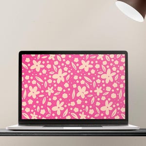 Floral desktop wallpaper | Hot pink background | Flowers laptop wallpaper | MAC wallpaper | PC wallpaper | Aesthetic desktop