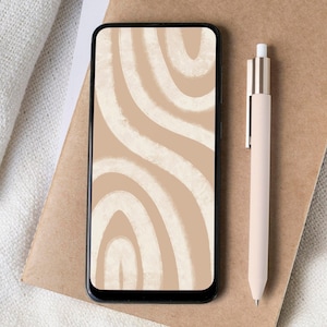 Boho iPhone lock screen | Modern phone wallpaper | Beige neutral phone background | Abstract iPhone home screen