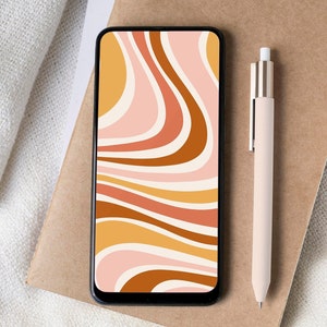 Abstract phone lock screen | Retro wallpaper | iPhone trendy background | Groovy phone home screen | Trendy screensaver