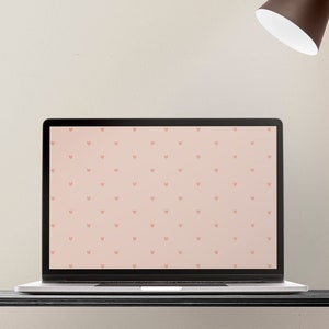 Valentine&#39;s desktop wallpaper | Neutral desktop wallpaper | Hearts laptop background | Aesthetic MacBook wallpaper