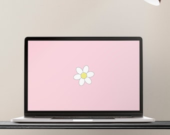 Kawaii Daisy Desktop Wallpaper: Pink Mac Screensaver