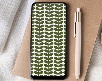 Green iPhone lock screen | Retro phone wallpaper | Trendy phone home screen | Earthy phone background