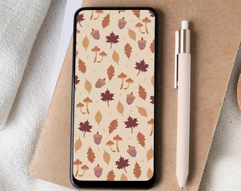 Autumn Leaves Phone Wallpaper | Hand-Drawn Fall Design