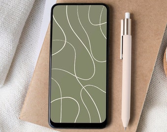 Green iPhone lock screen | Minimal wallpaper | Phone home screen boho | Neutral iPhone background | Modern wallpaper android phone