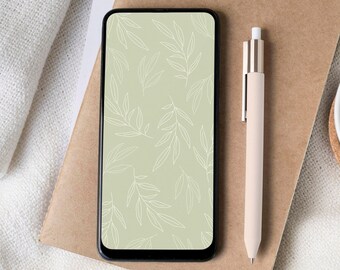 Leaves iPhone wallpaper | Green phone home screen | Botanical phone lock screen | Android wallpaper | Minimal lock screen