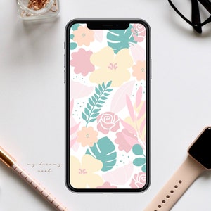 Pastell Handy-Sperrbildschirm | Blumen iPhone Hintergrund | Pastell Blumen iPhone Wallpaper