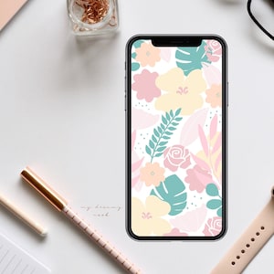 Phone wallpaper floral pattern | Flowers lock screen iPhone background | Pastel flowers iPhone wallpaper