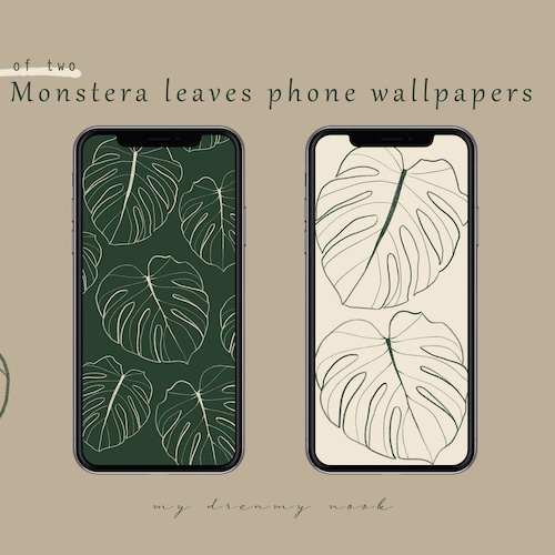 Plant Iphone Wallpaper Monstera Leaf Iphone Lock Screen Etsy