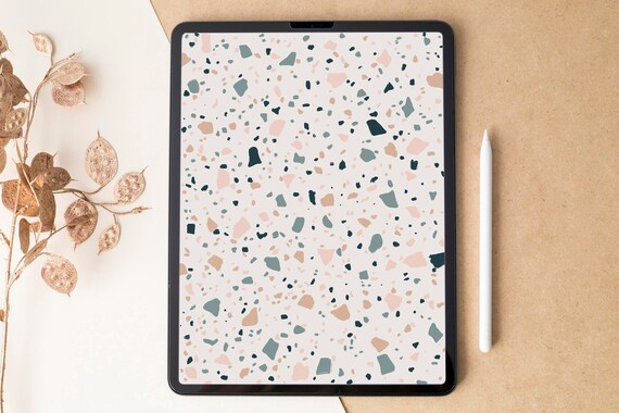 Boho iPad homescreen | Terrazzo tablet wallpaper