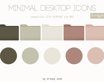 Desktop icons minimal green | Desktop folder icons | MAC neutral desktop icons | Windows desktop organizer folders