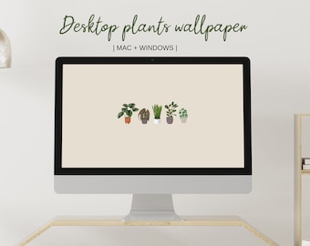 House plants desktop wallpaper | Plant lover computer wallpaper | Aesthetic laptop background | Minimal MAC PC desktop background