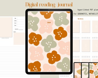 Digitale leesplanner | Boektracker voor tablet | Goodnotes-boekdagboek | Leestracker | Leeslogboek | Boekrecensie journaal