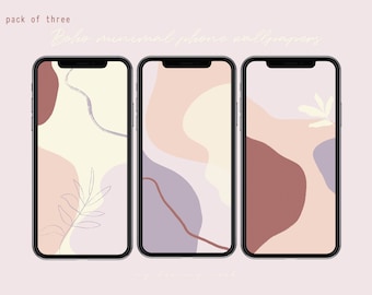iPhone boho bakgrundsbildspaket | Telefonbakgrund för hemskärm | Minimalistisk iOS-låsskärm | Pastellfärgad Android-telefonbakgrund