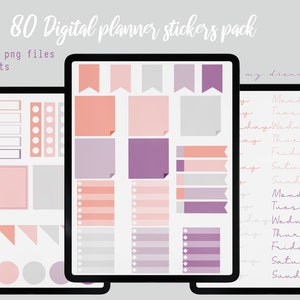 Digital planner stickers | Purple stickers PNG | Pastel planner stickers | Journal stickers | Goodnotes stickers pack | Digital stickers