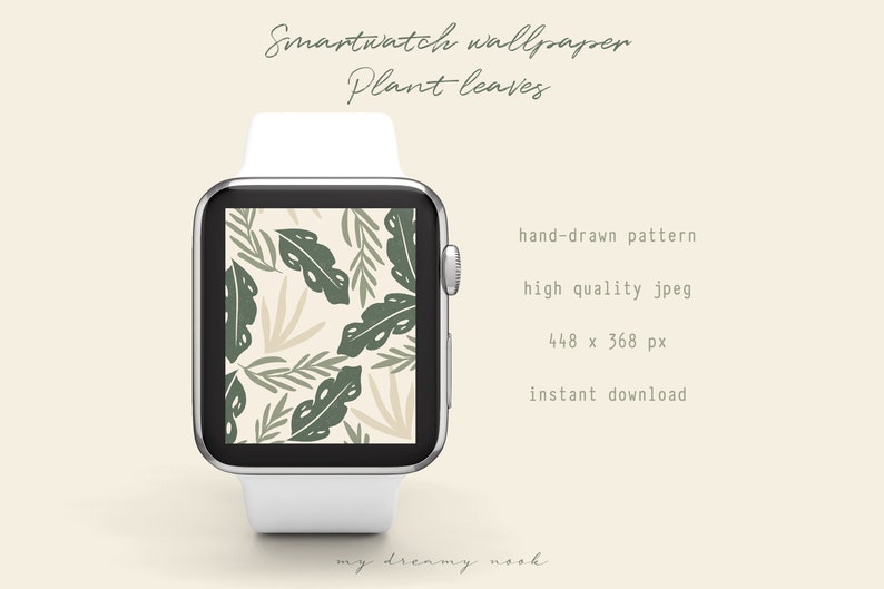 Plant Leaves Watch Lock Screen Apple Watch Face Wallpaper Etsy UK